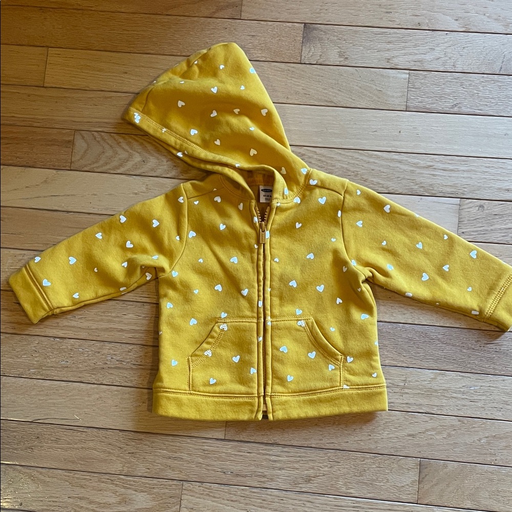 Old Navy Yellow Baby Hoodie with Heart Design